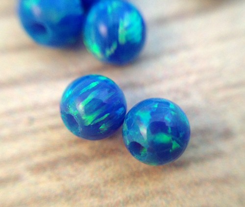 Espaciador de taladro completo de 4 mm cuentas redondas de ópalo suelto azul oscuro 10 piezas fabricación de joyas - Imagen 2 de 7
