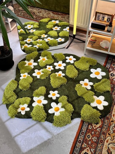 Alfombra de musgo para niños acolchada a mano de lana hecha a mano alfombra para el hogar sala de estar - Imagen 2 de 10