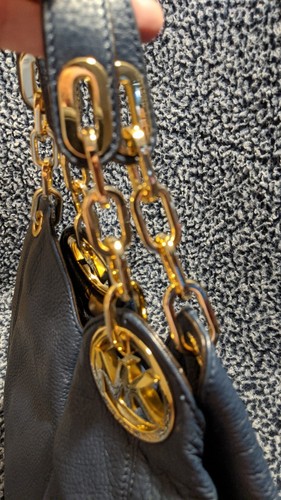 MICHAEL KORS FULTON SCHULTERHANDTASCHE MARINEBLAU LEDER GOLD HARDWARE UND GELDBÖRSE - Bild 6 von 24