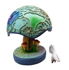 Multicolored Glass Floral Mushroom Plant Series Desk Lamp