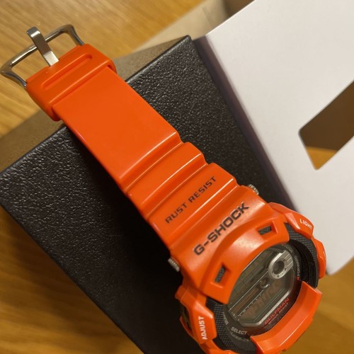 CASIO G-SHOKC Rescue Orange Gulfman G-9100R-4 Men'S Wristwatch Used in Box - Picture 4 of 7