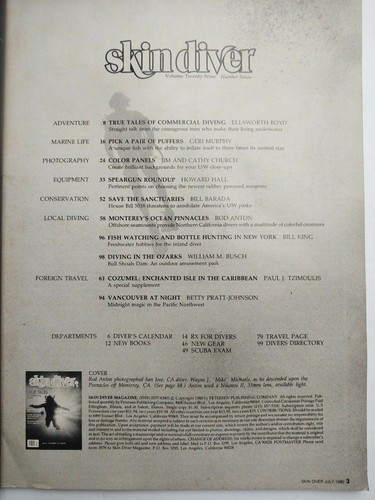 Vintage SKIN DIVER MAGAZINE, July 1980 Single Issue Magazine. - Picture 2 of 3