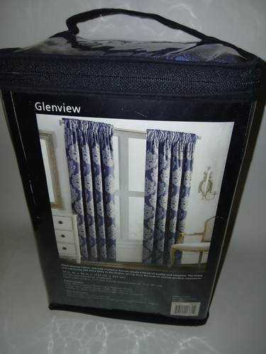 Valeron Glenview Rod Pocket Pencil Pleated Panel Steel Blue 54" W x 95" L NWT - Picture 13 of 18
