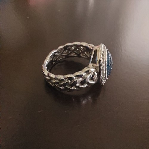 QVC Affinity Diamond 0.25 cttw Pave’ Natural Blue Diamond Ring Sterling SIZE 6 - Picture 2 of 7