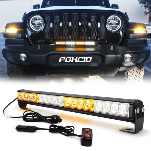 Rooftop Flash LED Emergency Strobe Light Bar Warning Traffic Advisor Amber White - Picture 12 of 12