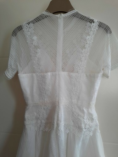 Womens White Party Summer Wedding Floral Lace Ladies Girls Short Dress size 10 - Picture 3 of 12