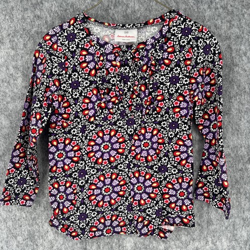 Hanna Anderson 100% Baumwolle Mehrfarbig Blumen Langarm Rundhals Mädchen Top 110 - Bild 3 von 9