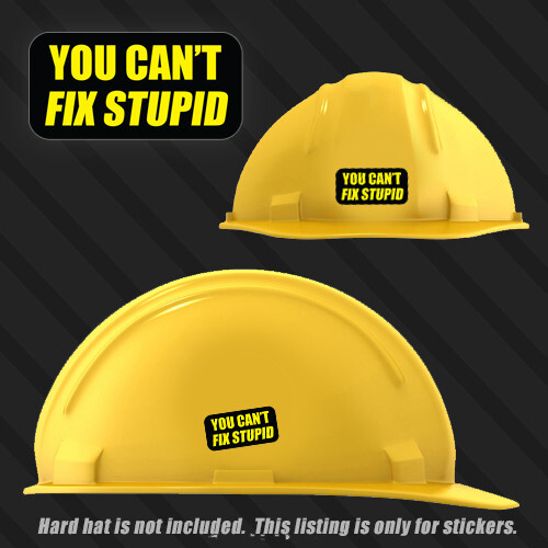 You cant fix stupid funny hard hat sticker truck laptop phone vinyl sarcasm 5pk - Picture 2 of 3