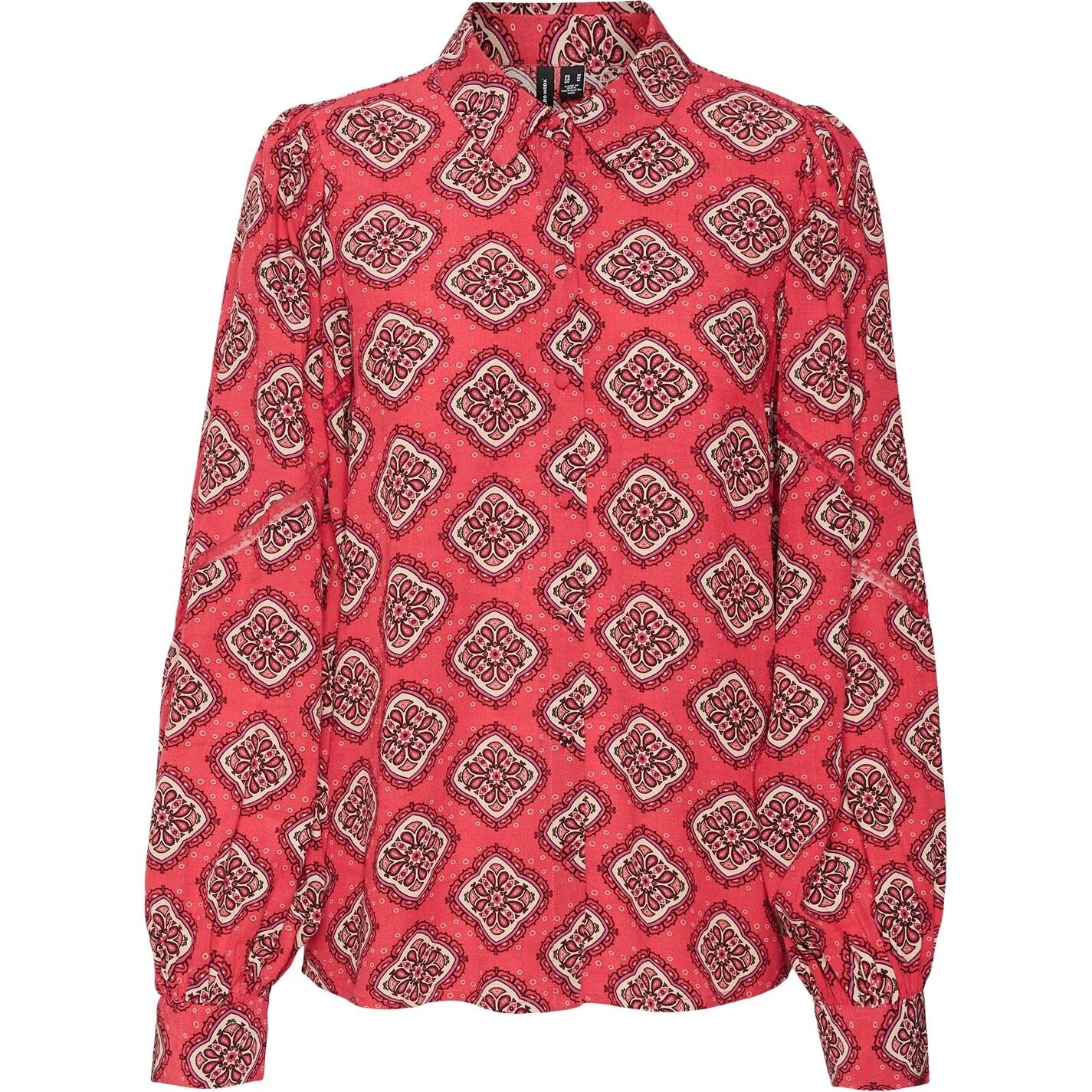 Женская кружевная рубашка Vero Moda с коротким рукавом и круглым вырезом горловины - Длинный рукав