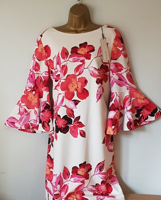 Roman Originals White Pink Floral Cocktail Wedding Christmas Party Dress 16 New Ebay