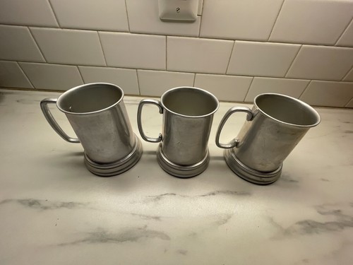 Juego de 3 tazas de piedra de cerveza de fondo transparente vintage de aluminio - Imagen 2 de 11