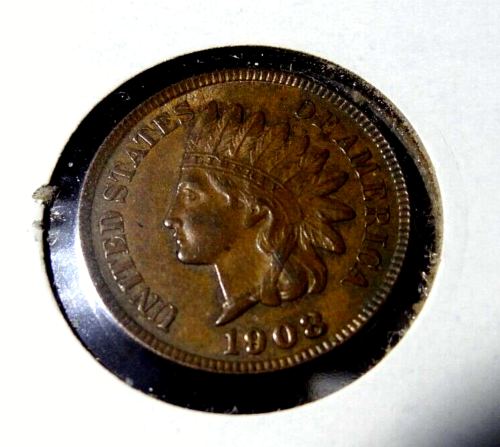 1908 Indian Head Cent US One Penny Coin - Picture 2 of 4