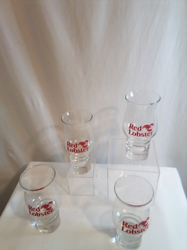 VINTAGE RED LOBSTER PILSNER BEER HURRICANE GLASSES. Set of 4 .. EC - Picture 6 of 10