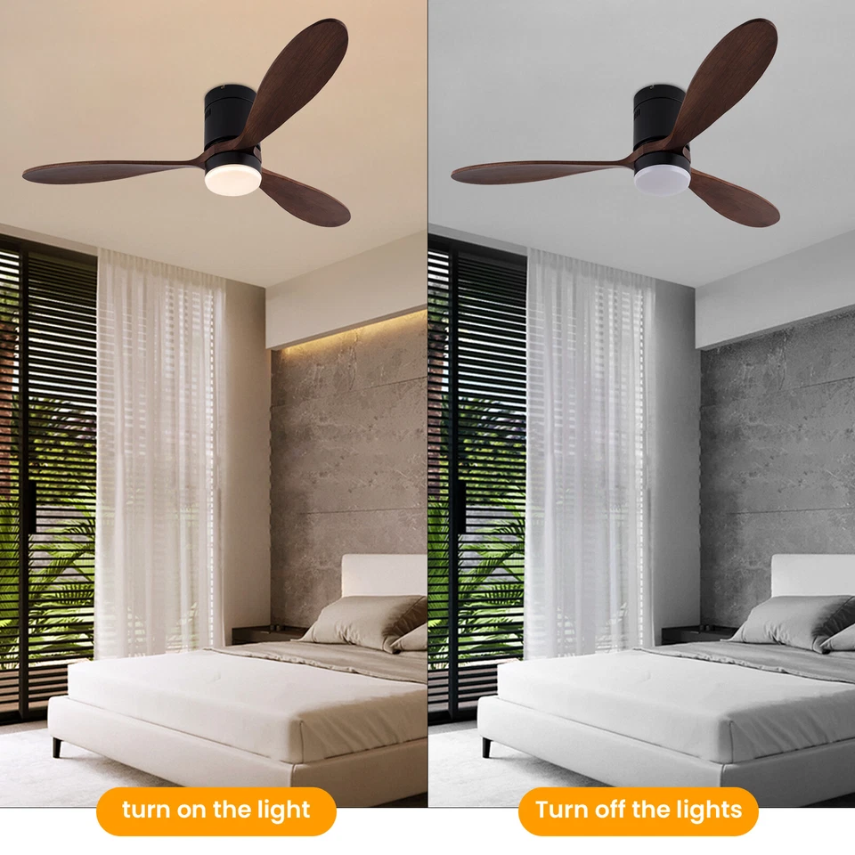 52'' Ceiling Fan Light Brown 3-Color Chandelier Lamp 6 Speeds Lighting Fixture - Image 4 of 4