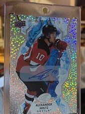 2021-22 UD Ice Base Rookies White Snowflake Auto Alexander Holtz
