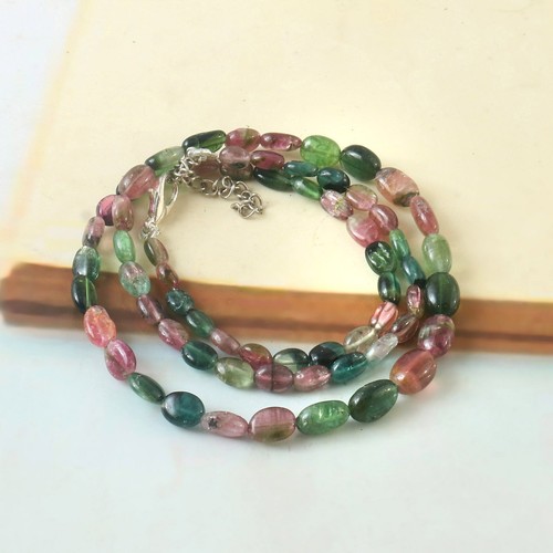 Handmade Natural Multi Tourmaline Beads Necklace 16 Inch Rondelle Jewelry 1096 - Picture 4 of 9