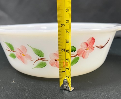 Anchor Hocking Fire King Peach Blossoms Casserole Dishes w/ Handles #447 & #445 - Picture 7 of 13