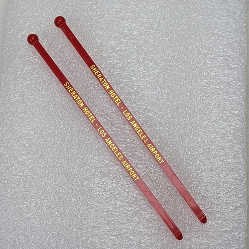 Vintage LAX Sheraton Hotel Los Angeles Lot of 8 Swizzles Red Blue Yellow Green - Picture 3 of 6
