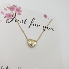 Gold Tone Fashion Puffy Heart Necklace With "S" Initial