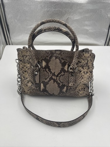 Michael Kors Hamilton Python Snake Skin Shoulder Bag Large Chain Strap - Picture 2 of 4