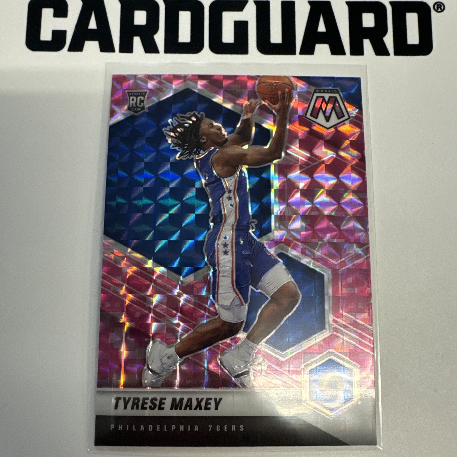 Tyrese Maxey 2020-21 Panini Mosaic Pink Camo Prizm RC Rookie #203 76ers1