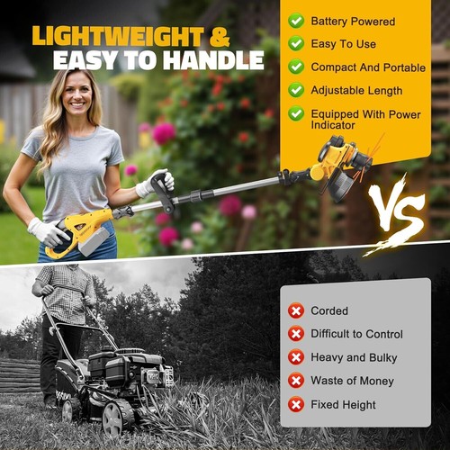 Cordless String Trimmer for Dewalt 20V Battery, Folding 3 in1 Weed Eater with.. - Picture 6 of 8
