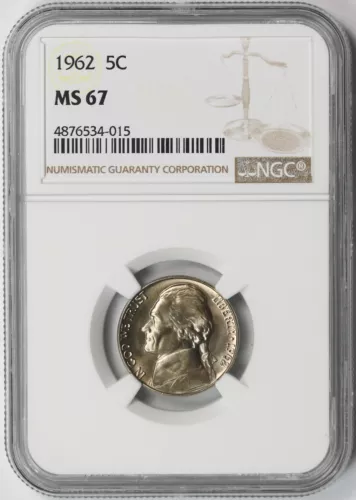 1962 Jefferson Nickel 5C MS 67 NGC