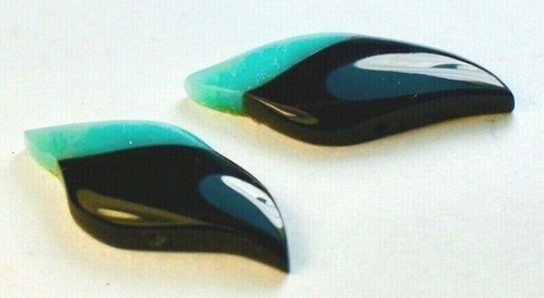 Pair of 30x13 mm Black Onyx & Aventurine, Loose Stones for Jewellery - Bild 4 von 4