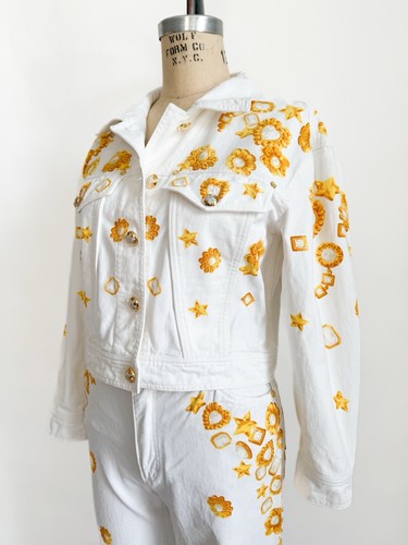 Vintage 90s 1994 Escada Margaretha Ley Denim Bauble Print Jacket & Jeans Chanel - Picture 4 of 20