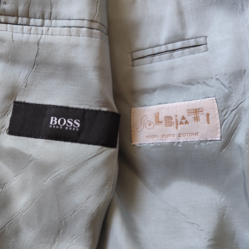 HUGO BOSS 2PC Suit Striped Cotton 42R Jacket 32 x 32 Slim Front Flat Pant Modern - Picture 19 of 24