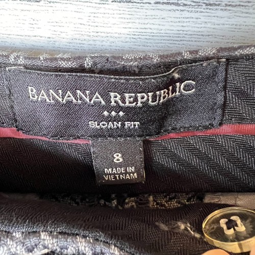 Banana Republic Dress Pants Womens Size 8 Gray Sloan Fit Chevron Cropped Tapered - Picture 2 of 19