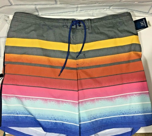 George Mens SZ 3XL 48-50  Swim Trunks Shorts Orange Gray NEW Above Knee (H61) - Picture 1 of 7