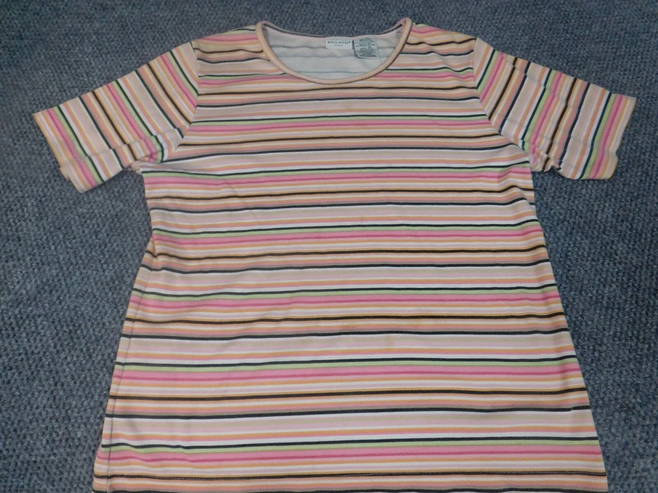 Blusa blanca ciervo mujer 16W Plus jersey a rayas elástico h Foto 3 de 4