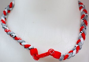 NEW-20-034-Custom-Clasp-Braided-Sports-Red-Gray-White-Tornado-Necklace-Twist-Grey