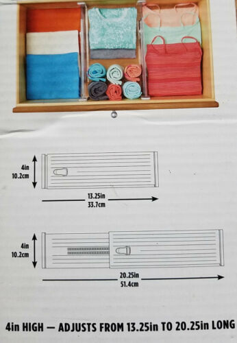 InterDesign Clear Adjustable Drawer Dividers Organizer set of 2 - Picture 3 of 9