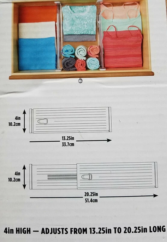 InterDesign Clear Adjustable Drawer Dividers Organizer set of 2 - Image 3 of 4