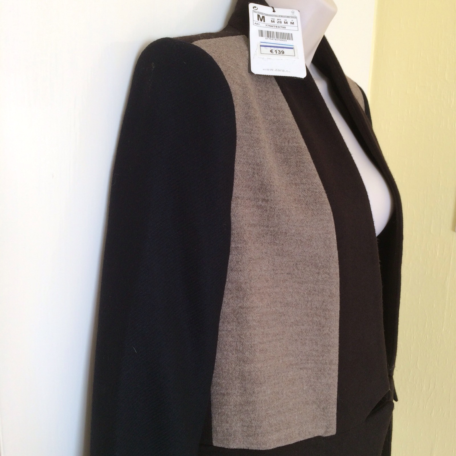 ALTRA Giacca cappotto Zara marrone beige misto lana taglia M UK10 PREZZO AL PUBBLICO £129