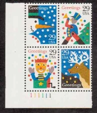 Scott #2791/4...29 Cent... Greetings...Plate Block