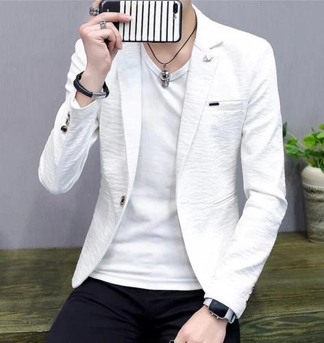 Mens One Button Casual Blazers Jacket Lapel Collar Summer Slim Fit Coat Outwear - Bild 6 von 15