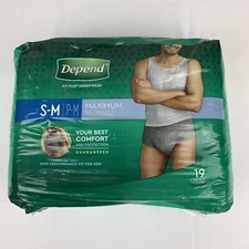 Depend FIT-FLEX Incontinence Underwear Mens Maximum Absorbency S/M 19 Count
