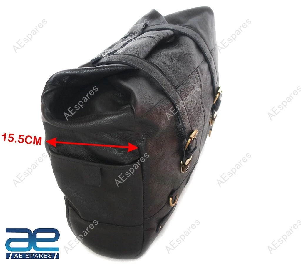 WANDERER LEATHER SADDLE BAG MOTORCYCLE PANNIER CUM MESSENGER BAG - BLACK view 3