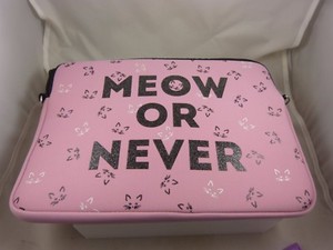 Pink-Cat-theme-Meow-or-never-padded-case-for-laptop-or-Ipad-Tablet-laptop