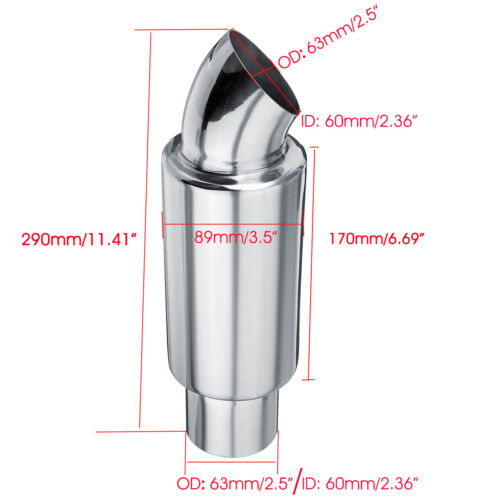 2Pcs 2.5'' Inlet Outlet Car Dump Muffler Exhaust Pipe Tip Sound Tuning Silencer - Picture 2 of 13