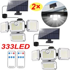 2 PACK 333 LED Solar Lights Outdoor Waterproof Motion Sensor Security Wall Lamp