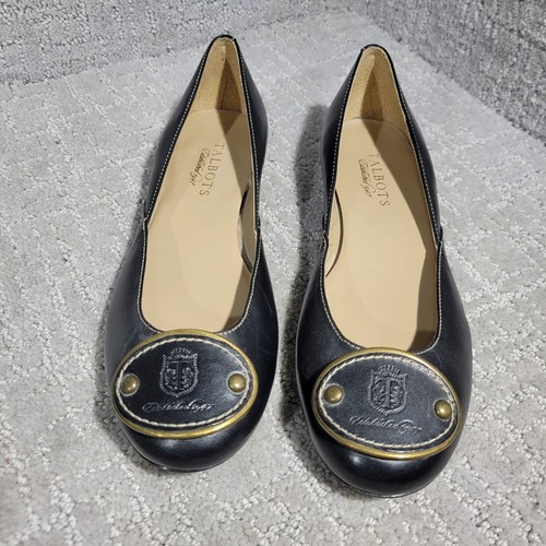Talbots Women's Size 6B US Black Leather Round Toe Slip On Flat Shoes - Picture 2 of 11