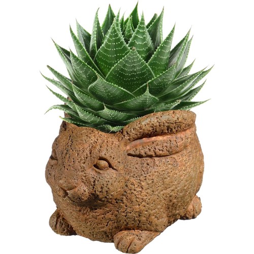 Classic Home and Garden Cement Buddies Indoor Outdoor Rabbit Planter, Rust, 5.5" - Picture 2 of 3