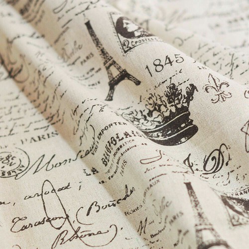 Vintage Paris Eiffel Tower Fabric Cotton Linen For DIY Handmade Decor Material - Picture 15 of 16