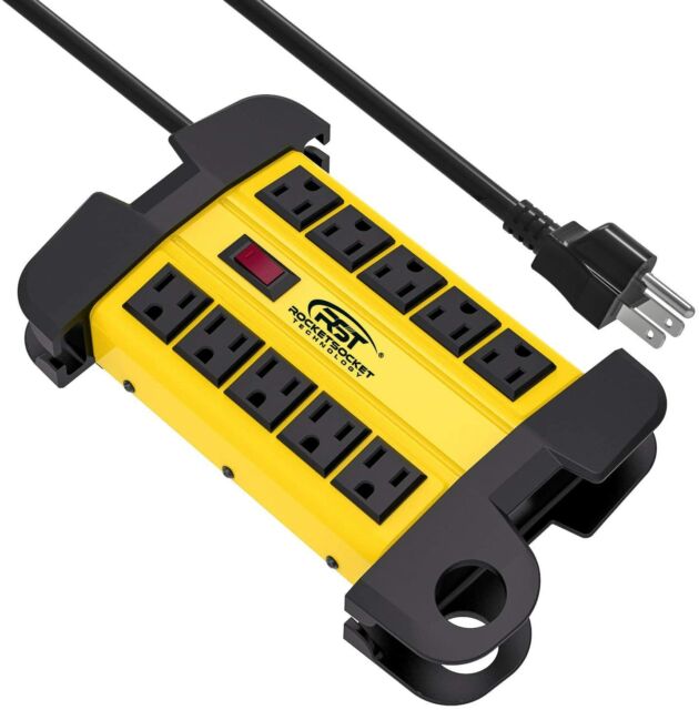 CRST Power Strip 10-Outlets Heavy Duty 15ft cord Metal Surge Protector 15 Amps CRST Power Strip 10-Outlets Heavy Duty 15ft cord Metal Surge Protector 15 Amps