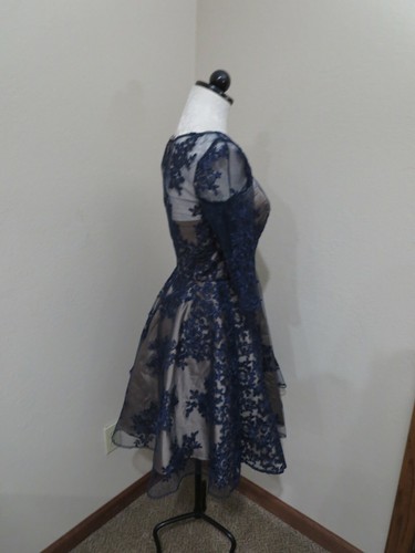 Monique Lhuillier Lace Illusion Fit and Flare Cocktail dress embroidered size 4 - Picture 2 of 8
