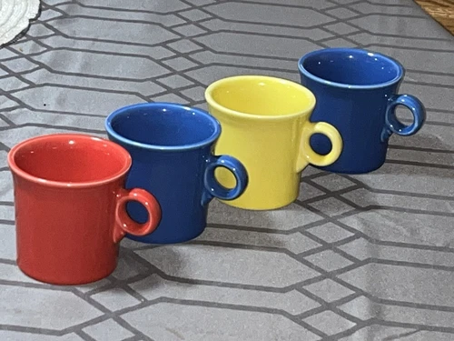 4 Vintage Fiesta Ware Colors HLC Ring Handle Coffee Mugs Homer Laughlin USA